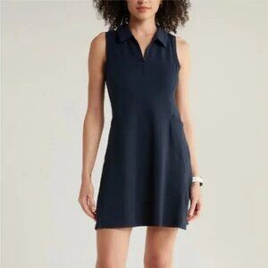 Zella Replay Sleeveless Zip Polo Dress Navy Blue Size XS Tennis Pickleball Mini